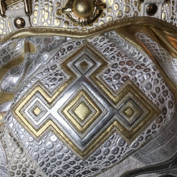 Vintage NAS 80's geometric patchwork leather Handbags - Picture 3 of 6